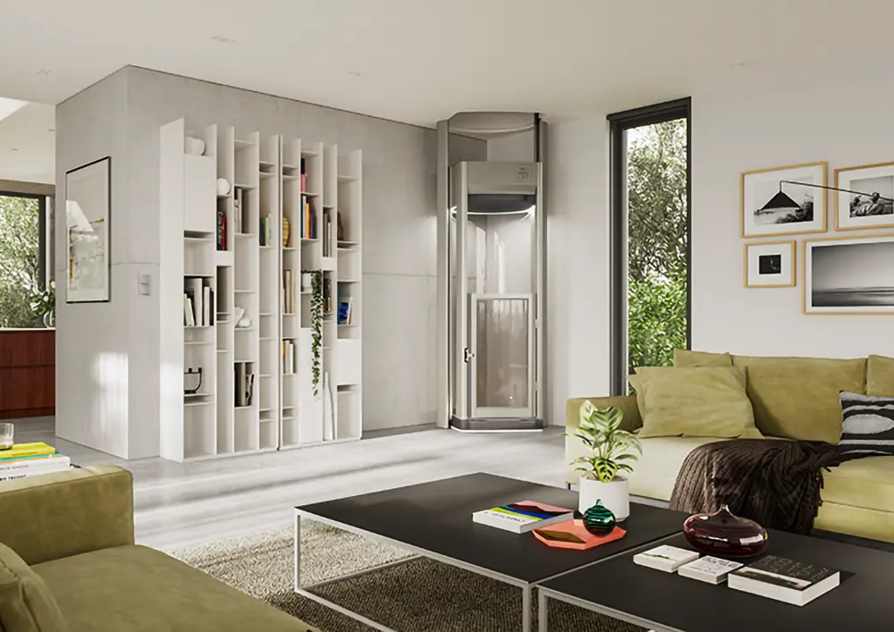 myHomelift im Wohnzimmer passt sich an das Design an.